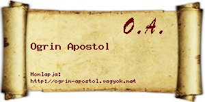Ogrin Apostol névjegykártya